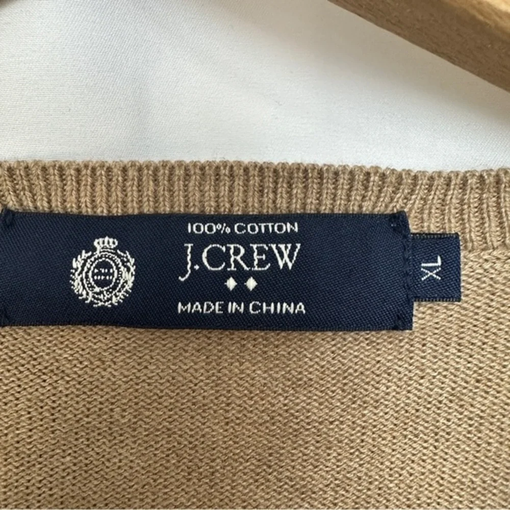 J. Crew Sweater Mens XL V-Neck Brown Cotton‎ Pullover Academia Casual